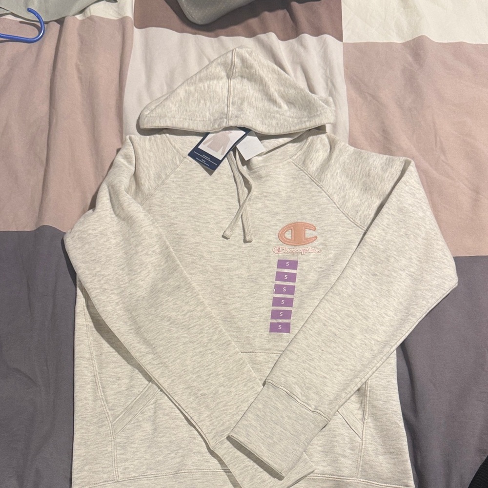 Champion Women's Light Gray Hoodie Sweater